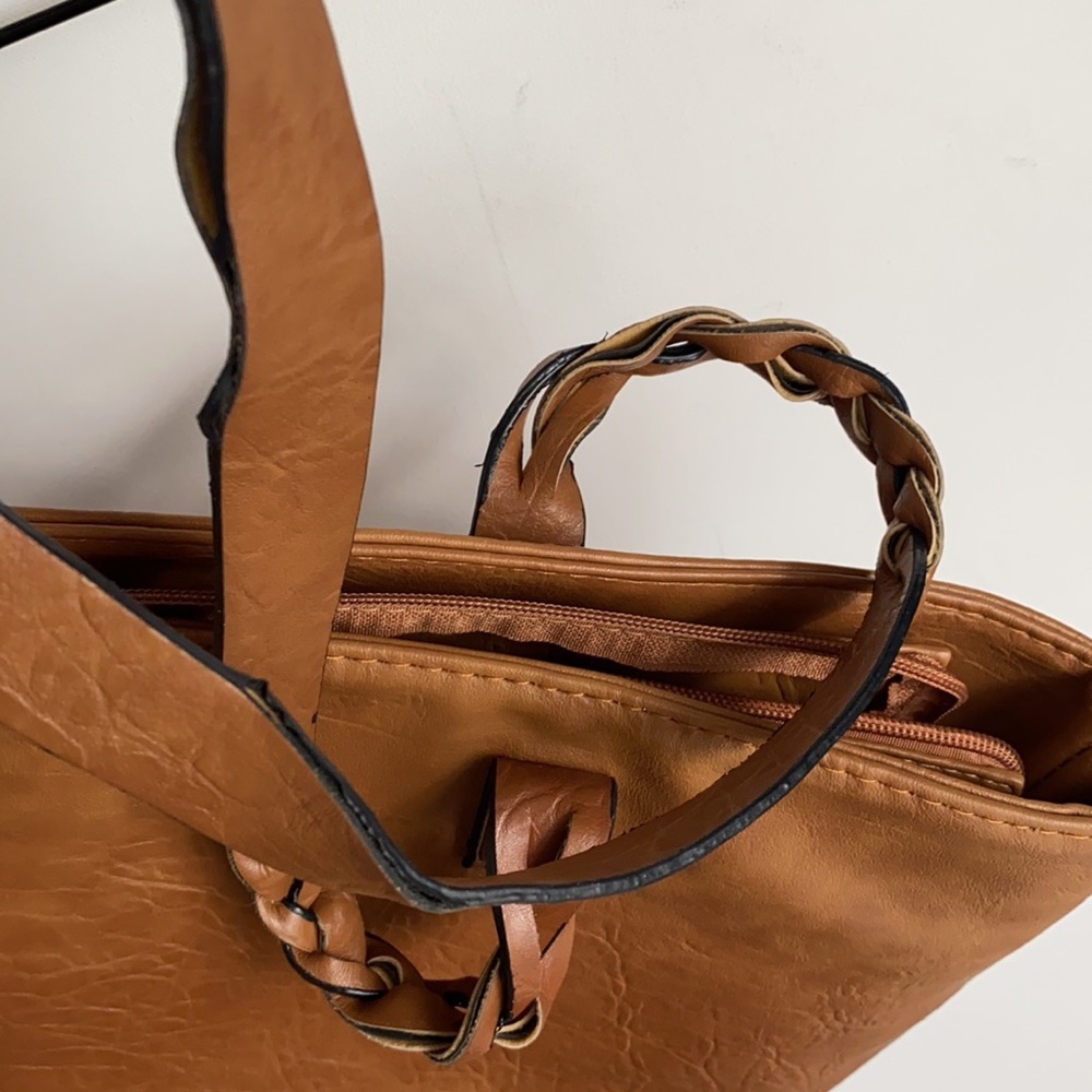 *BROWN* Weimeibaige Vegan Leather Tote Bag, Large - Picture 16 of 16